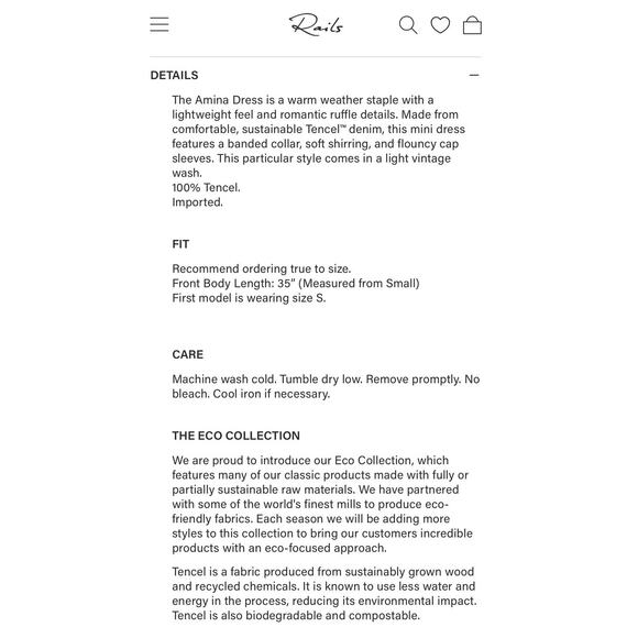 Rails Amina Flutter Sleeve Minidress Light Blue Denim Smocked Waist XS - Picture 5 of 9